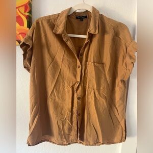 Yellow linen button up shirt